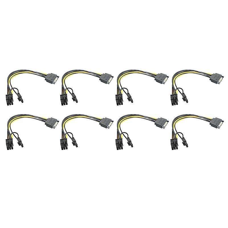 15pin Sata Male to 8pin(6+2) Pci-e Power Cable for Graphic Card(8pcs)