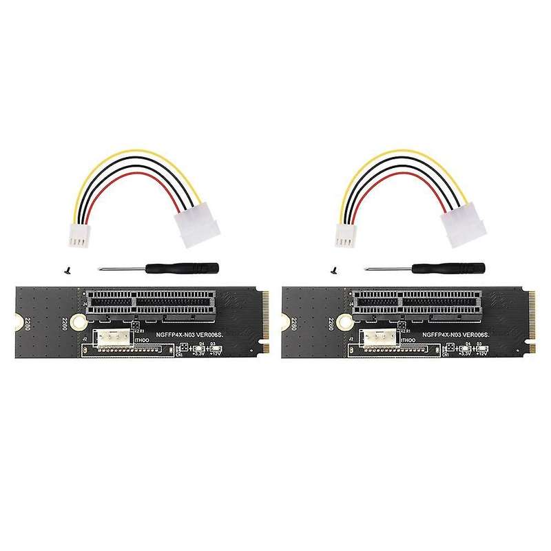 2pcs Ngff M.2 to Pci-e 4x Riser Card Express 1x to 16x Adapter Card