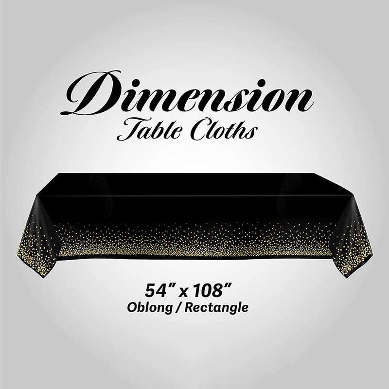 Black and Gold Plastic Tablecloth - 4 Pack - 54 X 108 Gold Dot