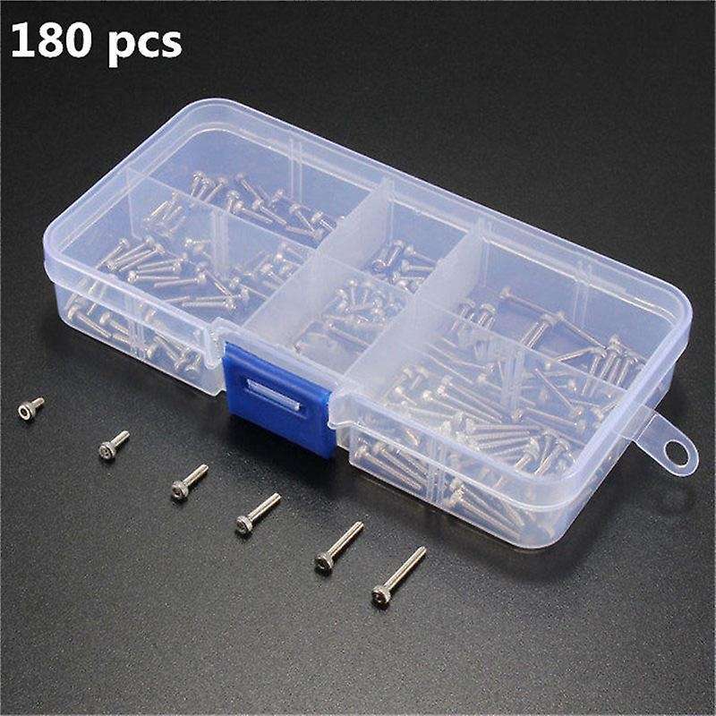 180pcs/set M2 * 4 / 6 / 8 / 10 / 12 / 16mm Screw Stainless Steel Kit