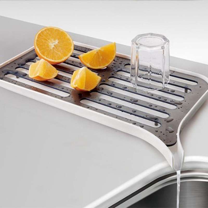 Plastic Dish Drainer Dryer Tray Large Sink Drying Rack Worktop -white
