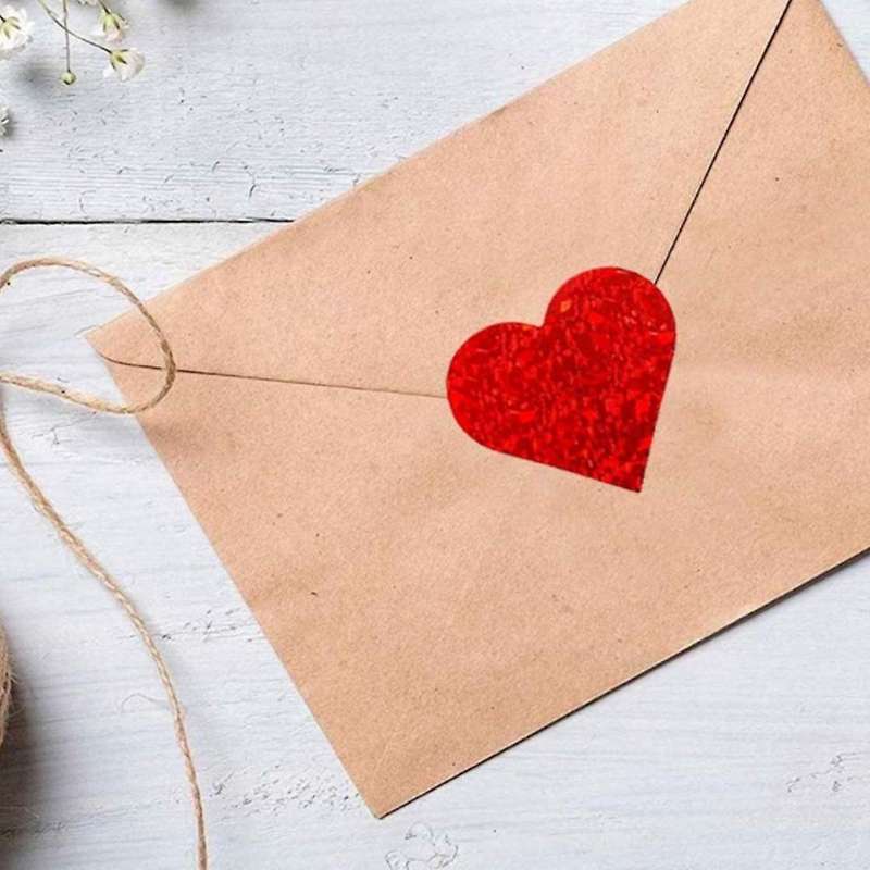 Glitter Red Heart Stickers Roll,heart Labels for Wedding(500pcs/roll)