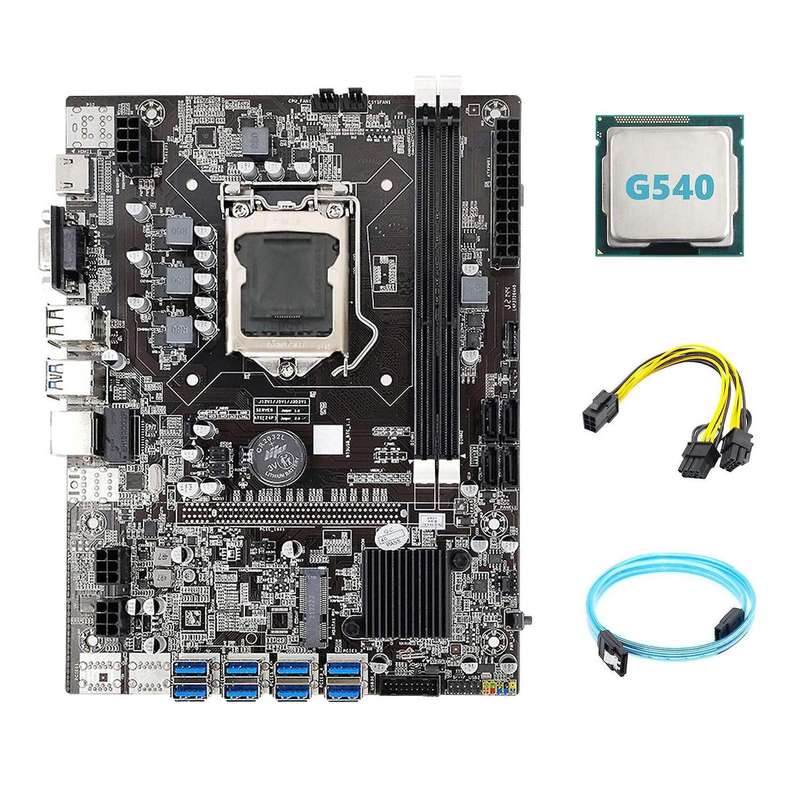 B75 Eth Mining Motherboard 8xpcie to Usb+g540 Cpu+sata3.0 Serial Port