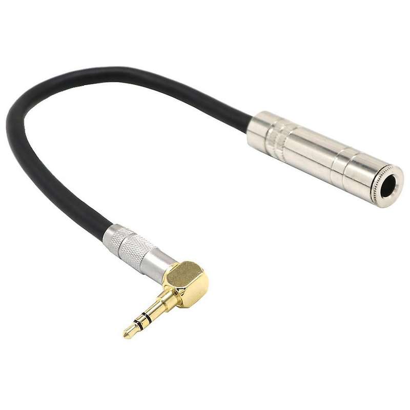 6.35 Female Mono to 3.5 Male Plug Jack 90degree Audio Line Cable.