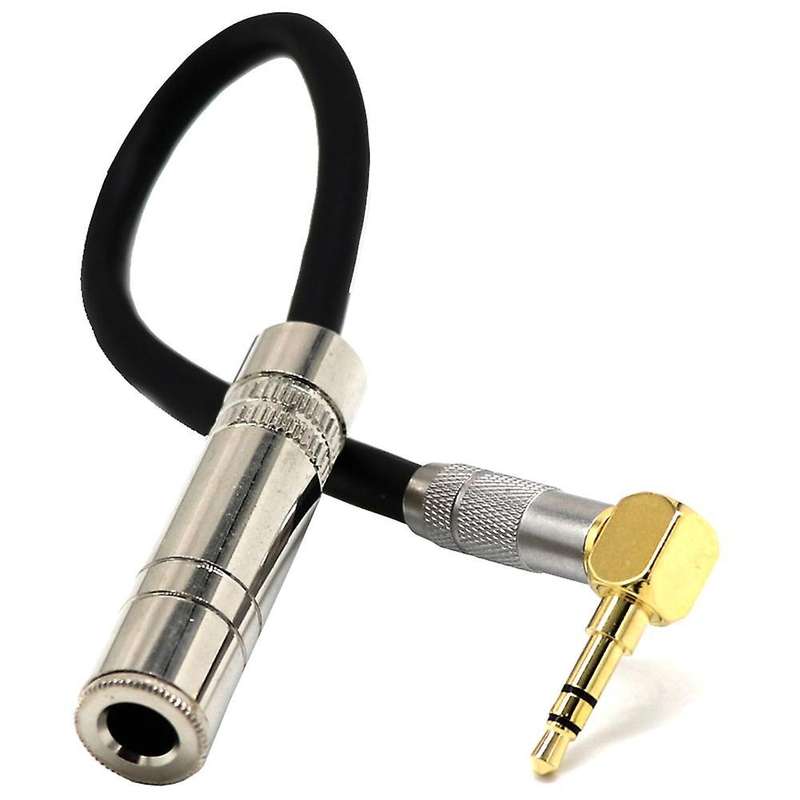 6.35 Female Mono to 3.5 Male Plug Jack 90degree Audio Line Cable.