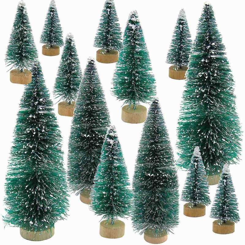 34 Pcs Mini Christmas Tree Snow Frost Tree Diy Craft Decorations
