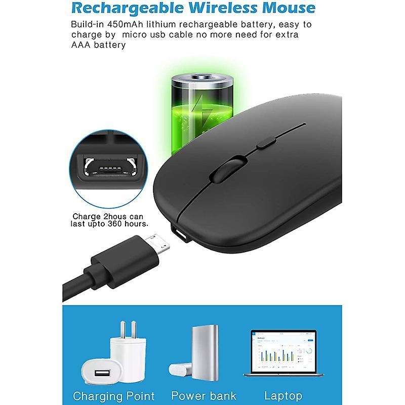 Wireless Mouse with Usb and Type-c Receiver, for Laptop,macbook