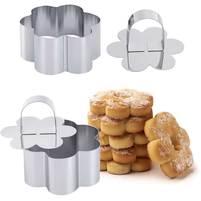 Mousse Ring Molds Set 3.15 Inch Flower-shaped Cake Rings