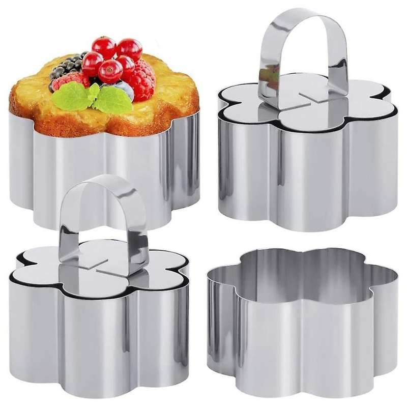 Mousse Ring Molds Set 3.15 Inch Flower-shaped Cake Rings