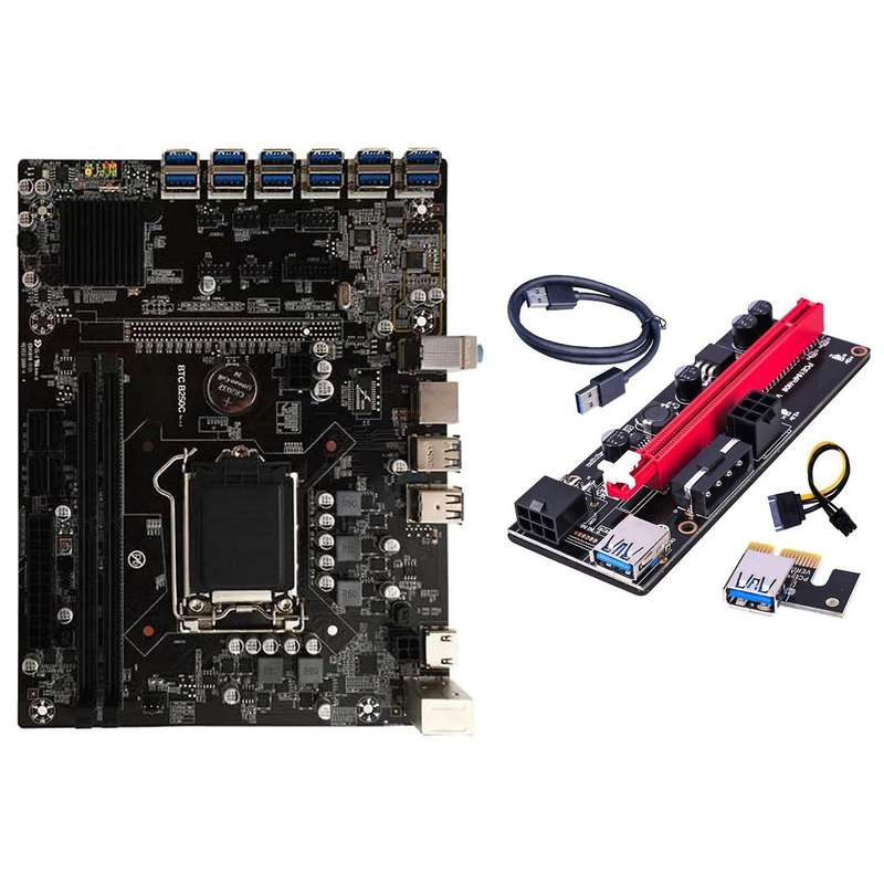 B250c Btc Mining Motherboard+ver009s Riser Lga1151 Support Ddr4 Ram