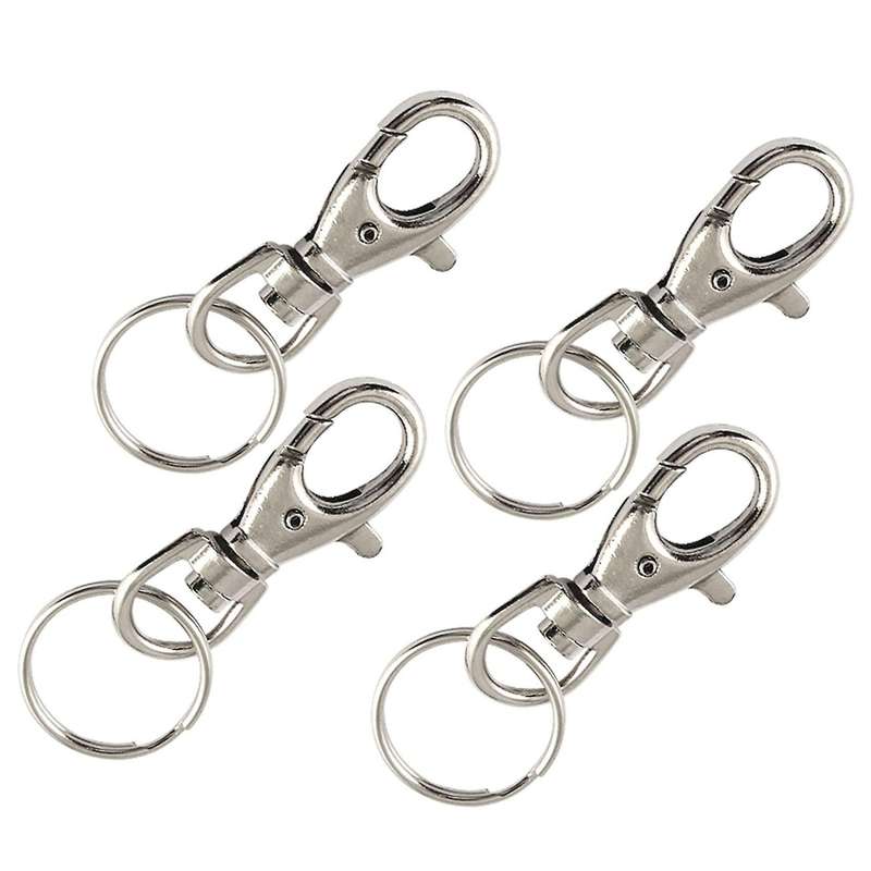 Silver Tone Metal Trigger Lobster Clasp Key Chain Keyring 2 Pcs