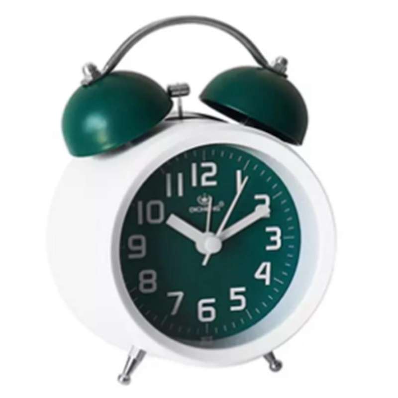 Style Alarm Clock with Twin Bell Bedside Desk and Shelf Clock Green