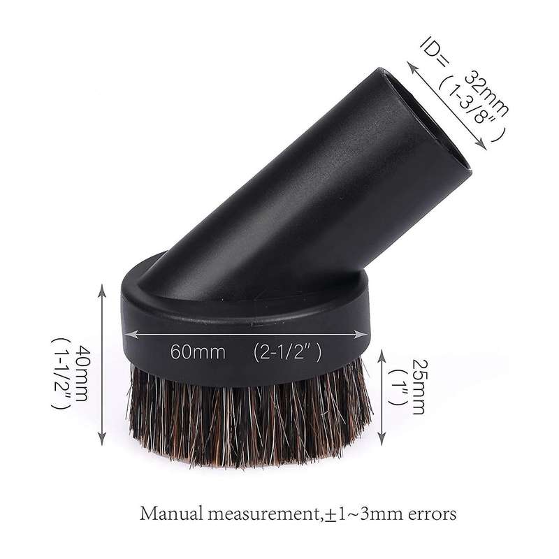 2 Pcs Vacuum Attachment Round Dust Brush Horse Hair Set Dust Suction