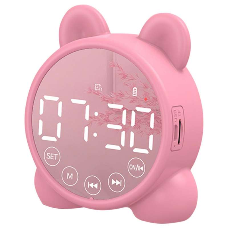 Kids Alarm Clock Bluetooth Speaker Bedside Alarm Clock,pink