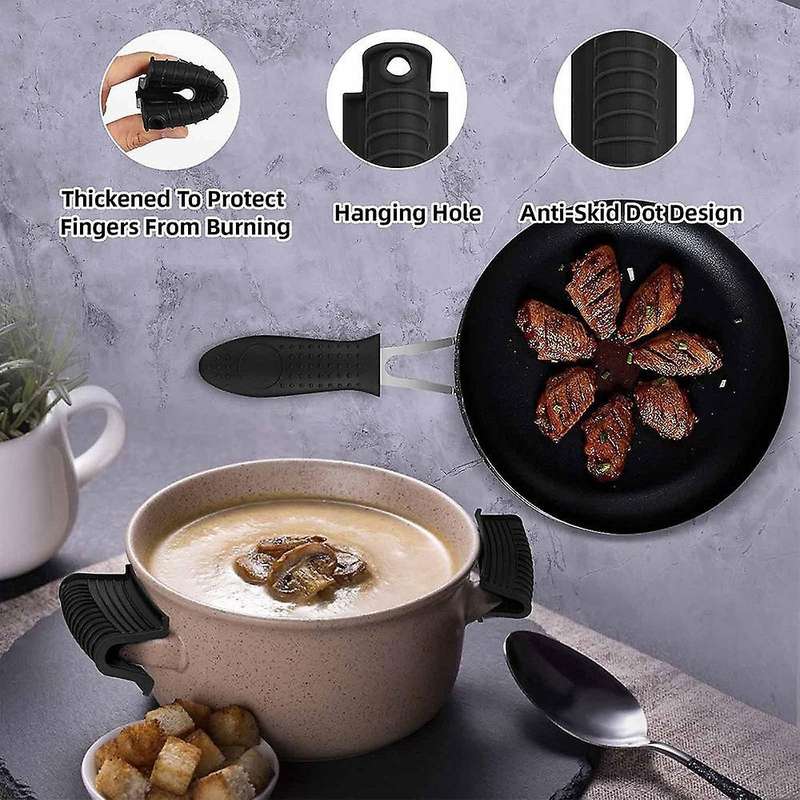 Cast Iron Skillet Handle Covers Set Non-slip Silicone Pot Holder