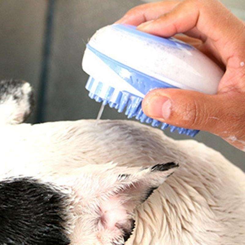Pet Bath Brush 2-in-1 Pet Massage Comb Soft Pet Cleaning Tool Blue