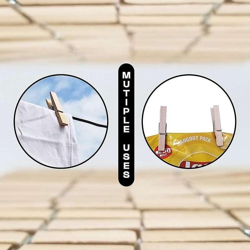 Clothes Pins Heavy Duty with Spring, Wooden Clothespins for Clothes