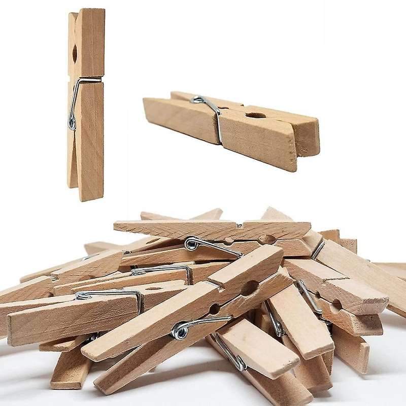 Clothes Pins Heavy Duty with Spring, Wooden Clothespins for Clothes