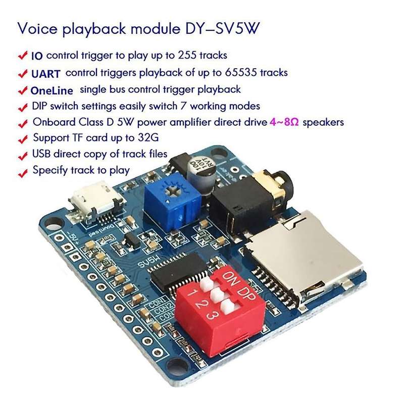 Voice Playback Module Board Mp3 Music Player 5w Mp3 Playback Serial