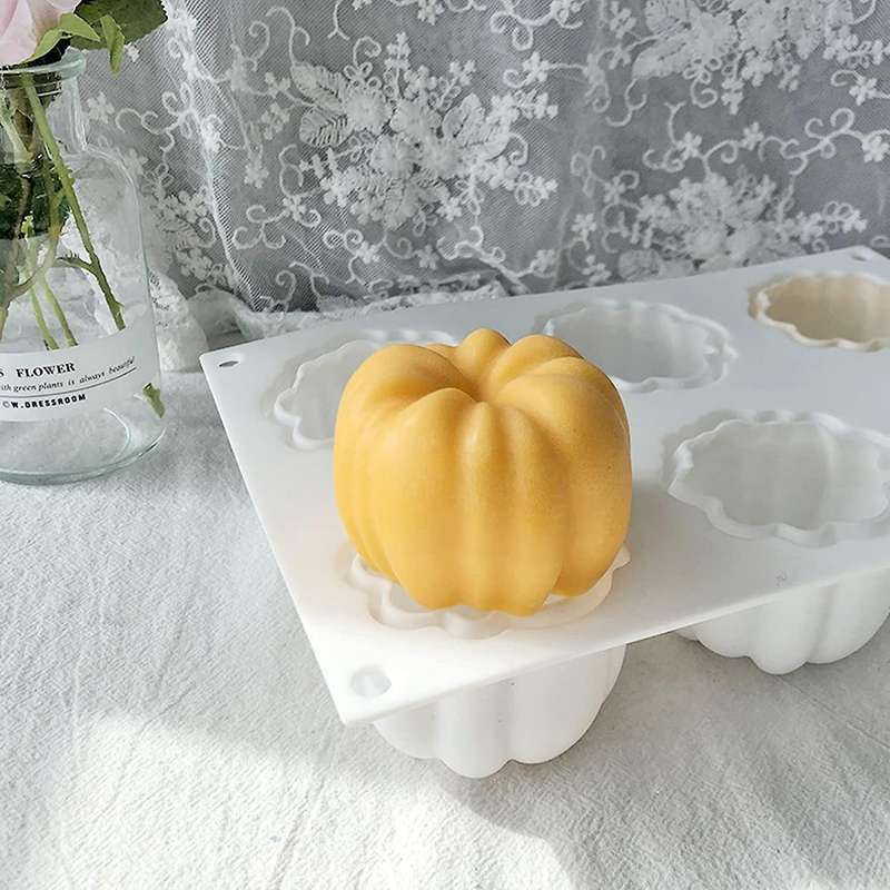 Candle Molds,6 Cavity 3d Pumpkin for Candle Making,baking Mousse Cake