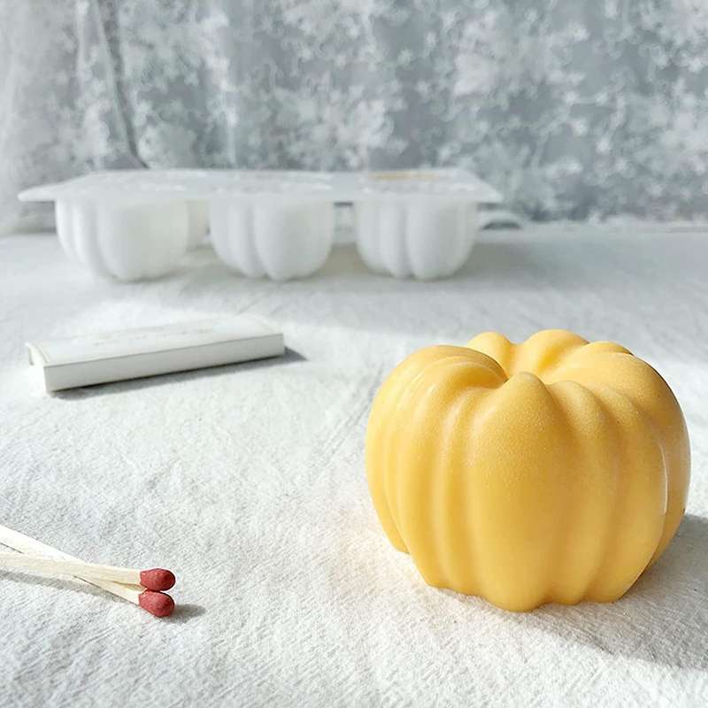 Candle Molds,6 Cavity 3d Pumpkin for Candle Making,baking Mousse Cake