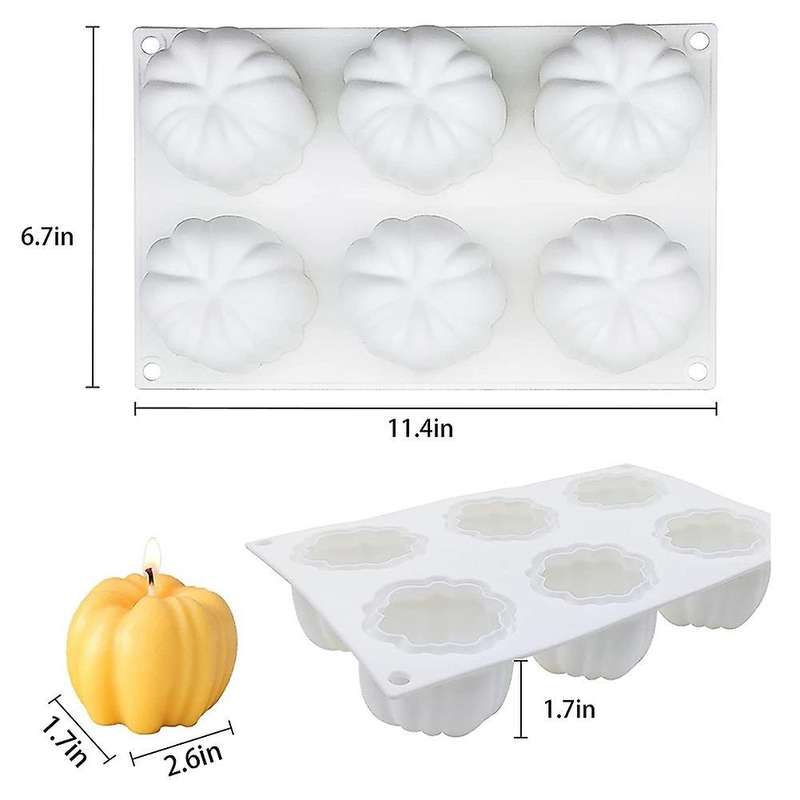 Candle Molds,6 Cavity 3d Pumpkin for Candle Making,baking Mousse Cake
