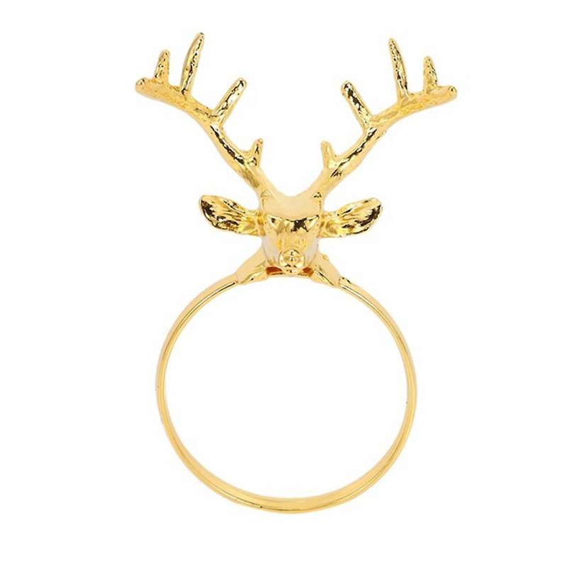 6pcs Christmas Deer Napkin Ring Cloth Buckle Metal Napkin Ring