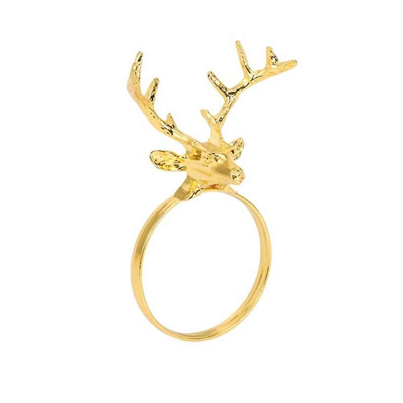 6pcs Christmas Deer Napkin Ring Cloth Buckle Metal Napkin Ring