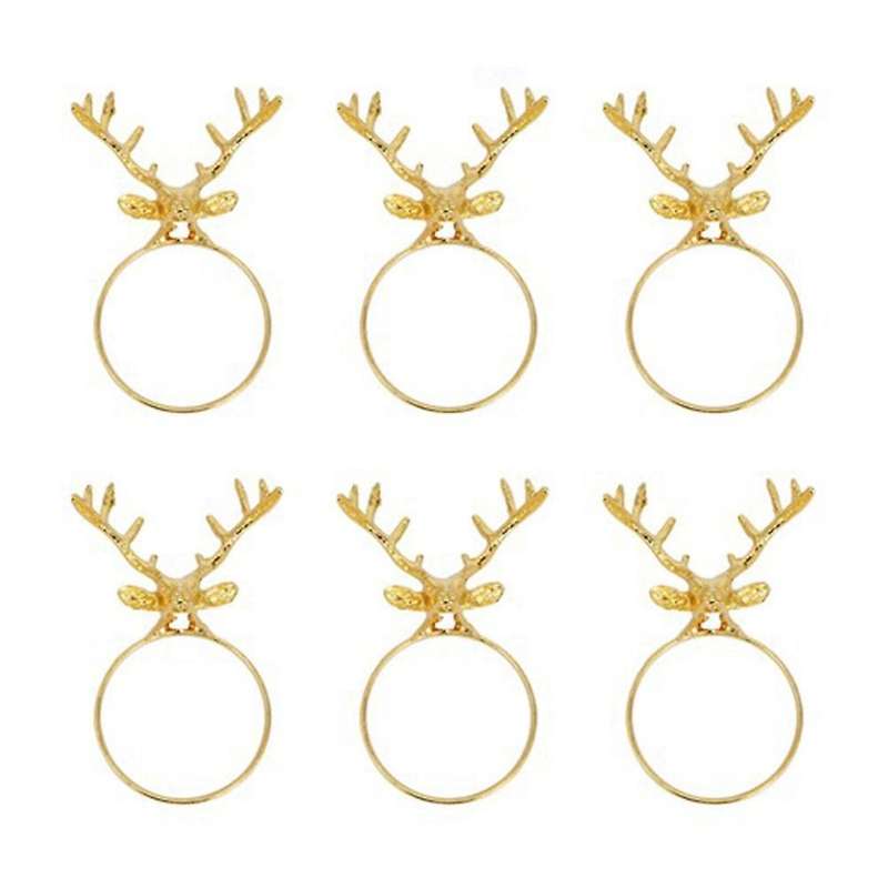 6pcs Christmas Deer Napkin Ring Cloth Buckle Metal Napkin Ring