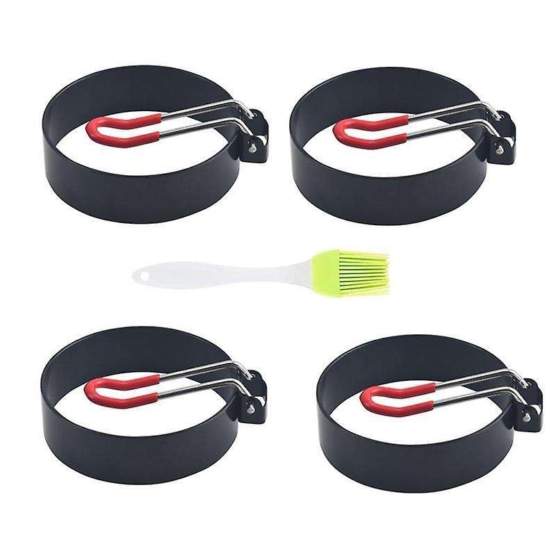 4 Pcs Round Egg Pan Ring Non-stick Heat-resistant Handle