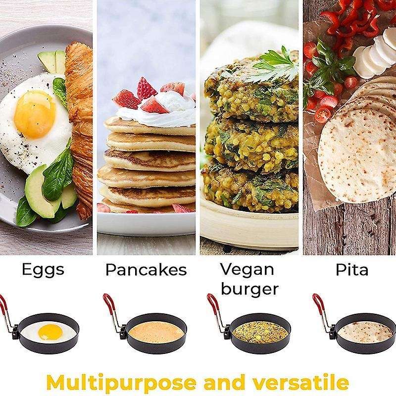4 Pcs Round Egg Pan Ring Non-stick Heat-resistant Handle