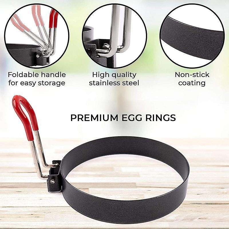 4 Pcs Round Egg Pan Ring Non-stick Heat-resistant Handle