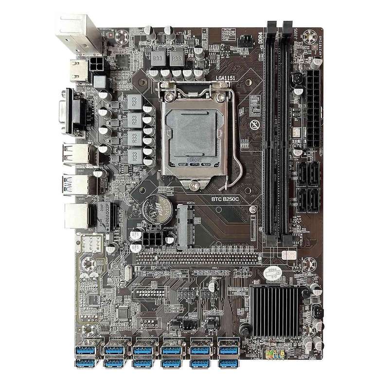 B250c Btc Mining Motherboard 12xpcie to Usb3.0 Graphics Card Slot