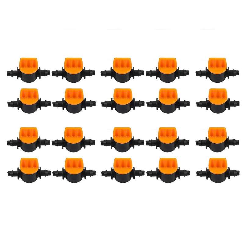 Mini Valve with 4/7mm Hose Irrigation Water Flow Control 20pcs