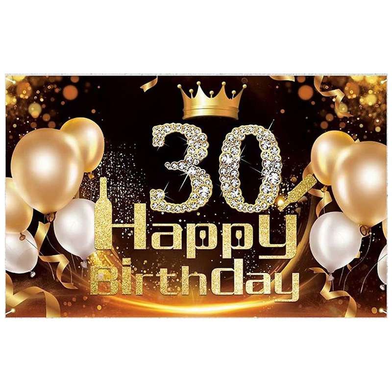 Black Gold Banner 30th Birthday Decoration Girl Birthday Background