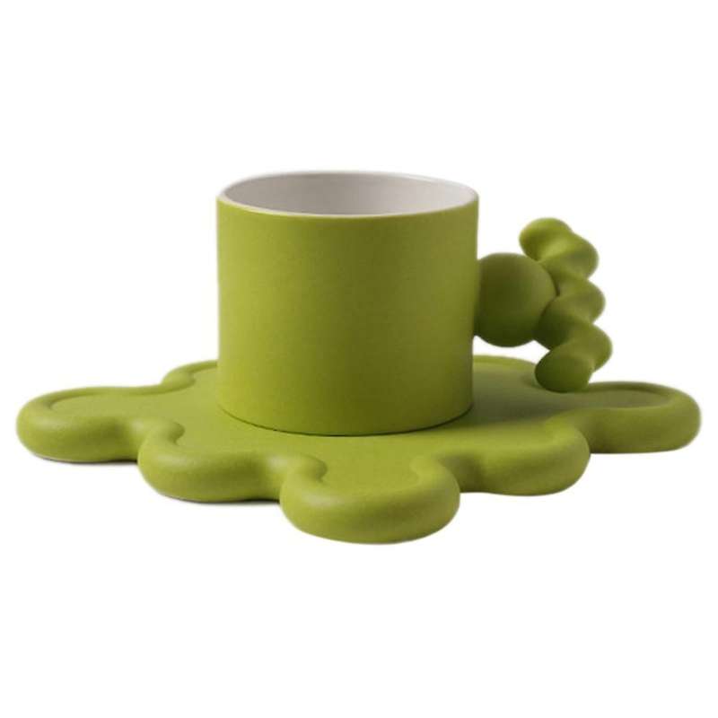 210ml Ceramic Memphis Medieval Coffee Cup Couple Mug Creative, Green
