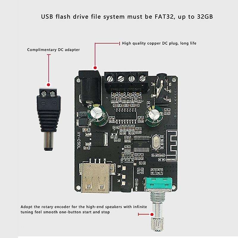 Yx-c50l Bluetooth 5.0 Subwoofer Amplifier Board 2x50w Bass Amp