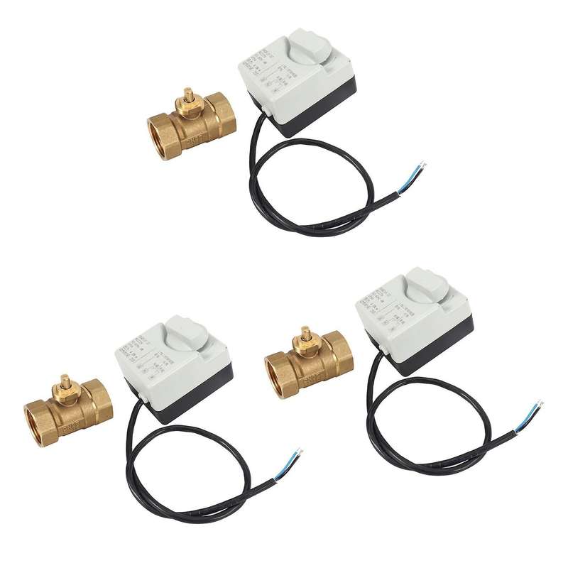 3x Ac220v Dn25 2 Way 3 Wires Motorized Ball Valve Electric Actuator