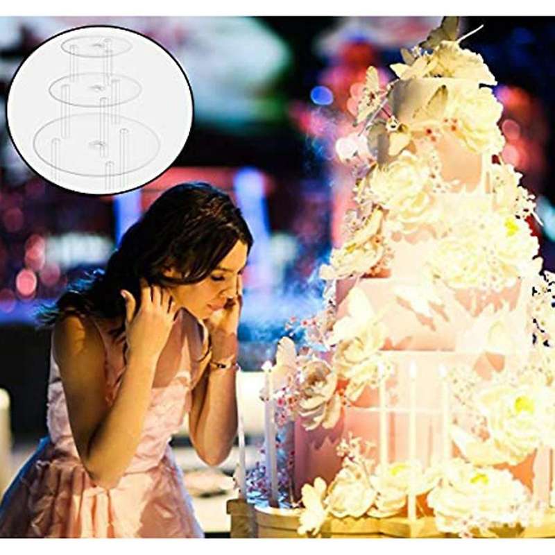 Cake Plate,5 Cake Stand, (9/12/16/20/20 Cm) with 15 Dowel Rods