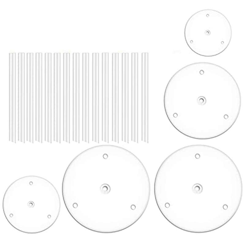 Cake Plate,5 Cake Stand, (9/12/16/20/20 Cm) with 15 Dowel Rods