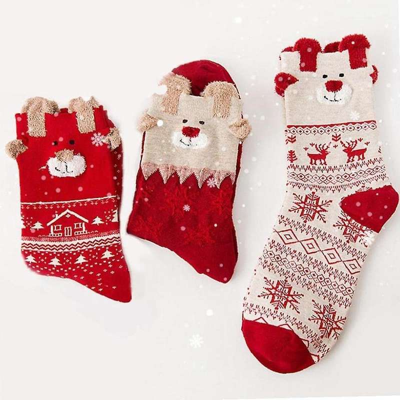 3 Pairs Floor Socks Coral Fleece Socks C