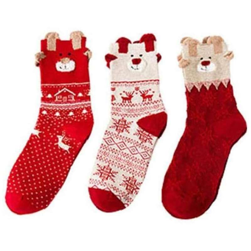 3 Pairs Floor Socks Coral Fleece Socks C