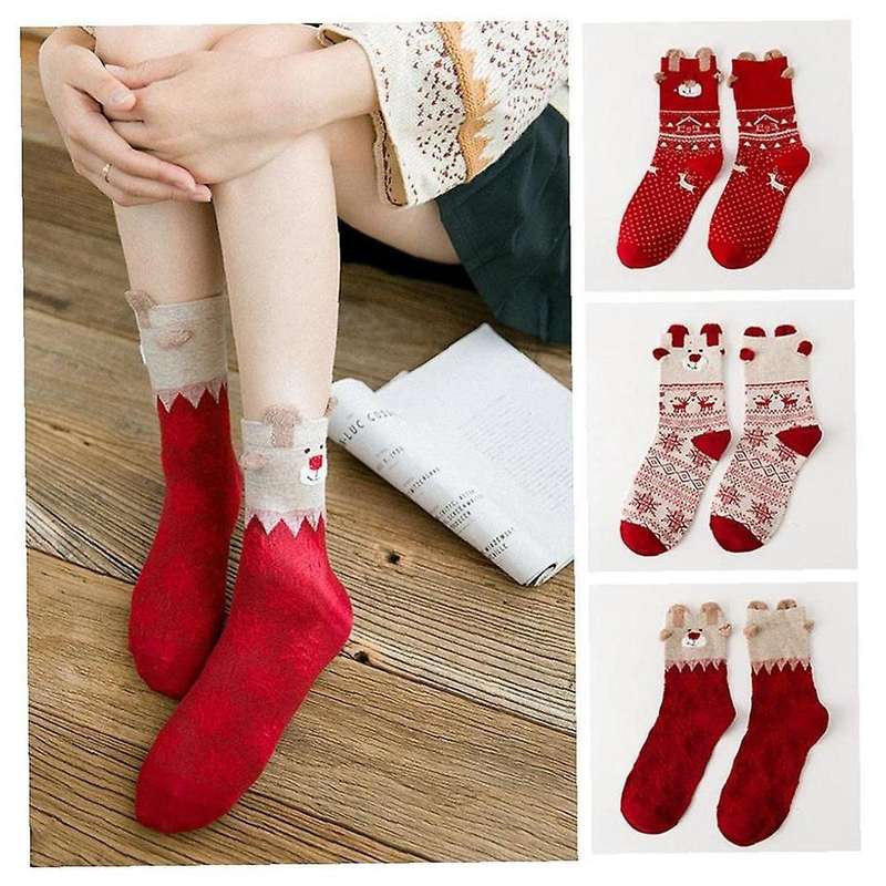 3 Pairs Floor Socks Coral Fleece Socks C