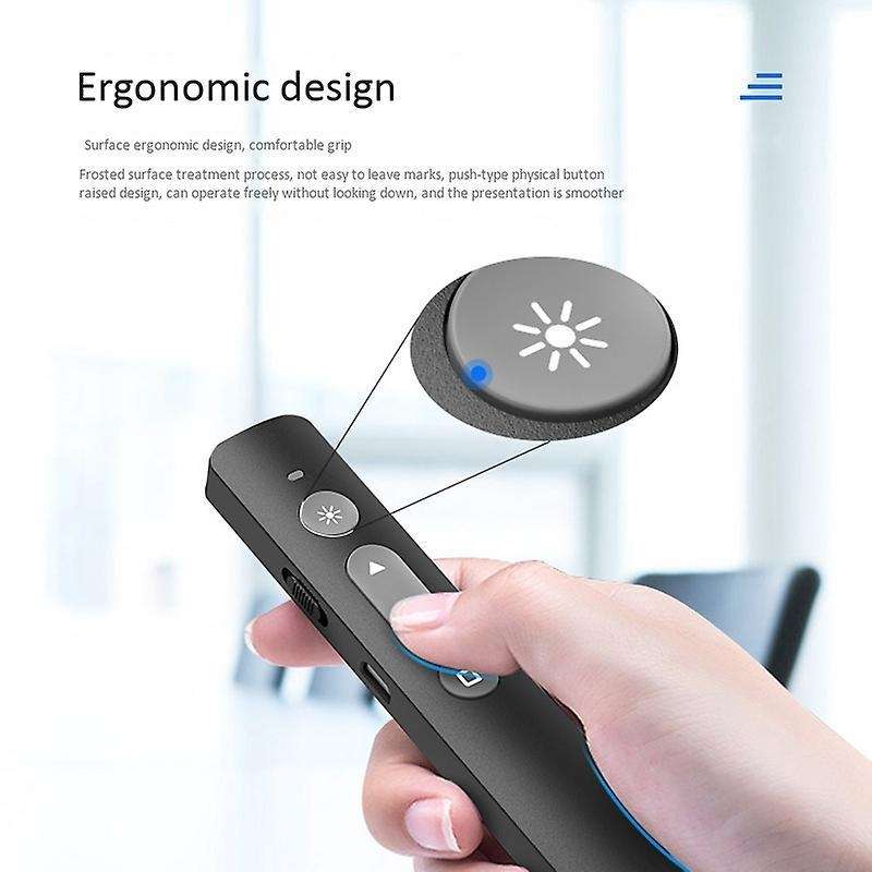 Rechargable Wireless Presenter Rf 2.4ghz Usb Black Powerpoint Ppt