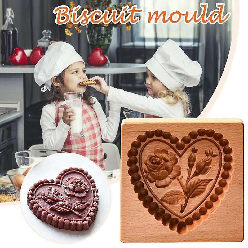 Cookie Mold Shortbread Mold Wooden Biscuit Cutter Cookie Mold B