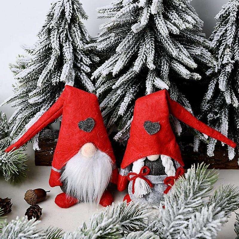 2pcs Gnome Doll with Long Red Hat Heart Style Christmas Home Gifts