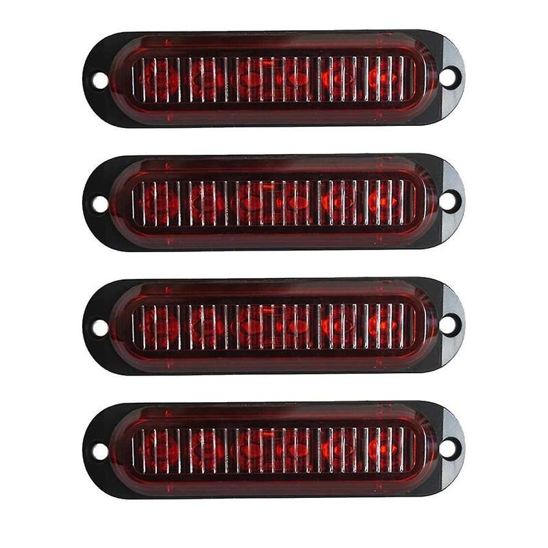 4pcs 6led Led Light Head Emergency Beacon Hazard Warning Light Red