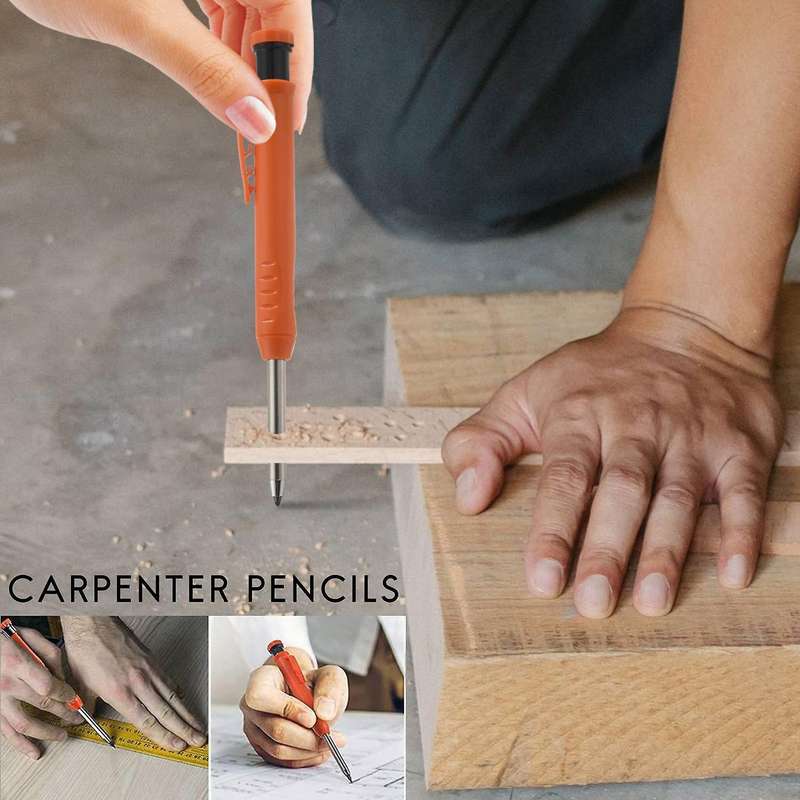 Carpenter Pencil Set with 7 Refill Leads, Built-in Sharpener,pencil F