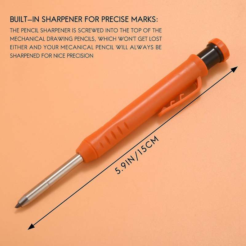 Carpenter Pencil Set with 7 Refill Leads, Built-in Sharpener,pencil F