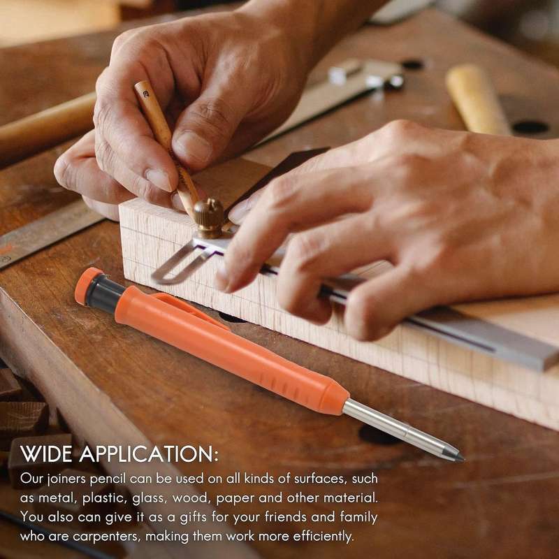 Carpenter Pencil Set with 7 Refill Leads, Built-in Sharpener,pencil F